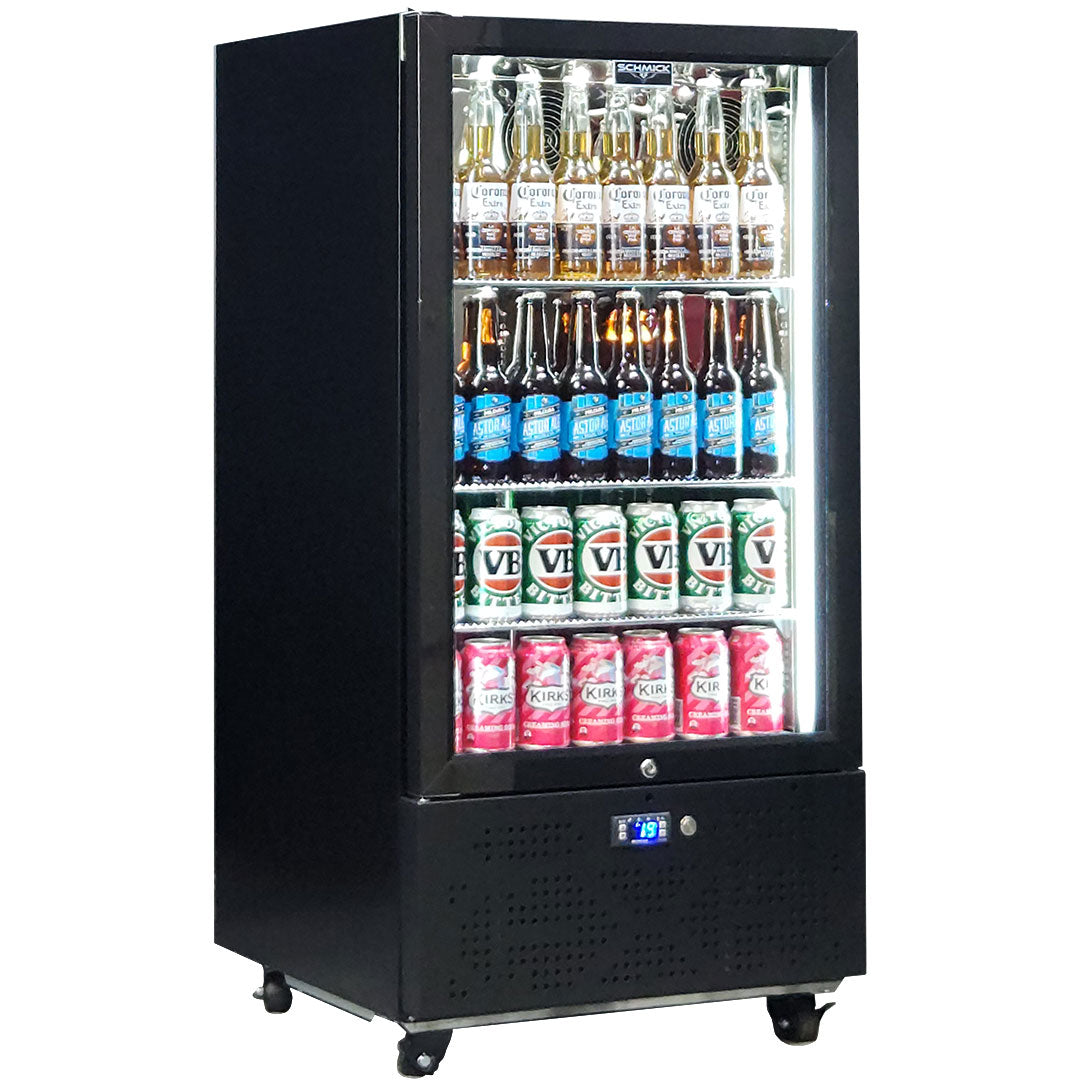 Schmick SK220L-B-HD – Short Upright Heated Glass Door Bar Fridge – 183 Litre