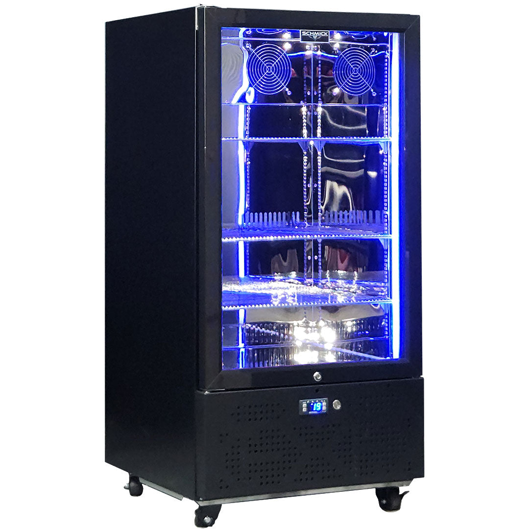 Schmick SK220L-B-HD – Short Upright Heated Glass Door Bar Fridge – 183 Litre