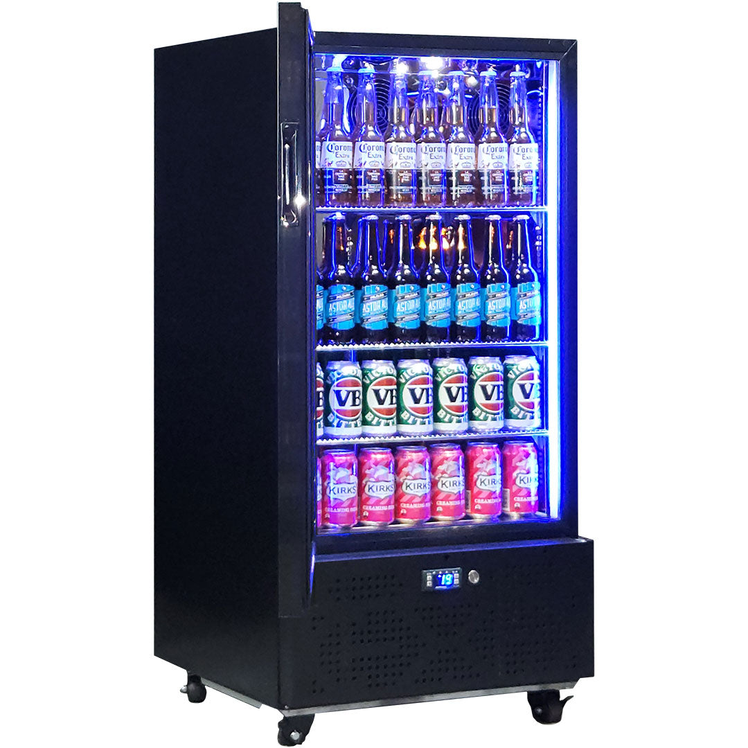 Schmick SK220L-B-HD – Short Upright Heated Glass Door Bar Fridge – 183 Litre