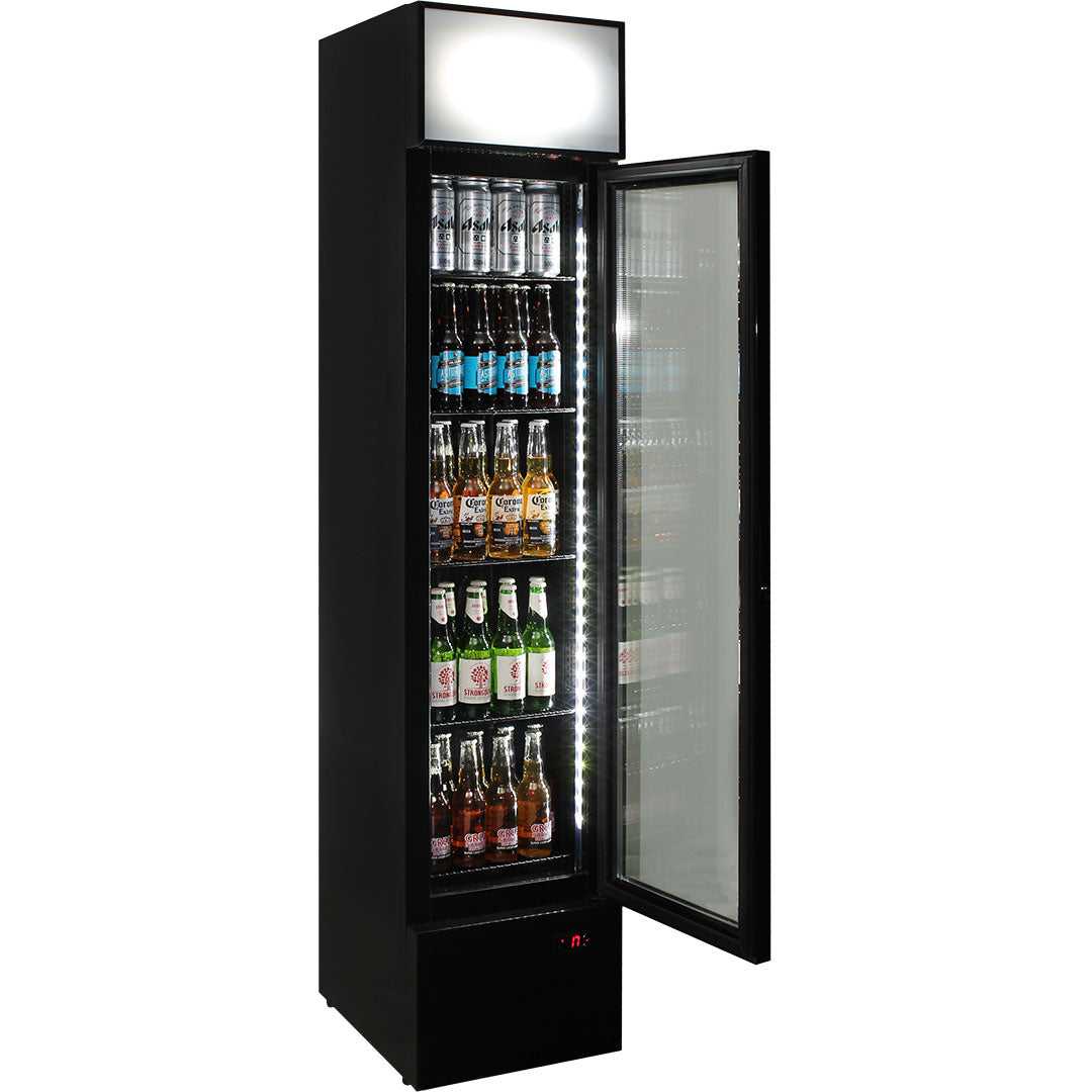 160L Slim Upright Glass Door Bar Fridge – Schmick SS-P160FA - Add Your Logo