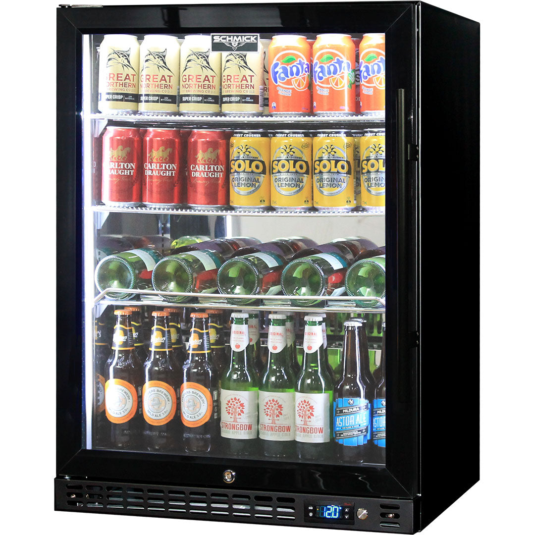Schmick - SK156L-B – Quiet Running Front Venting Triple Glazed Glass Door Bar Fridge – 164 Litres