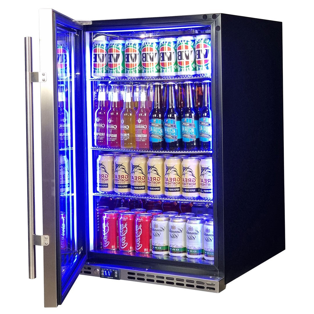 Schmick 164L Stainless Steel Heated Glass Door Bar Fridge – Left Hinge - SK146L-HD