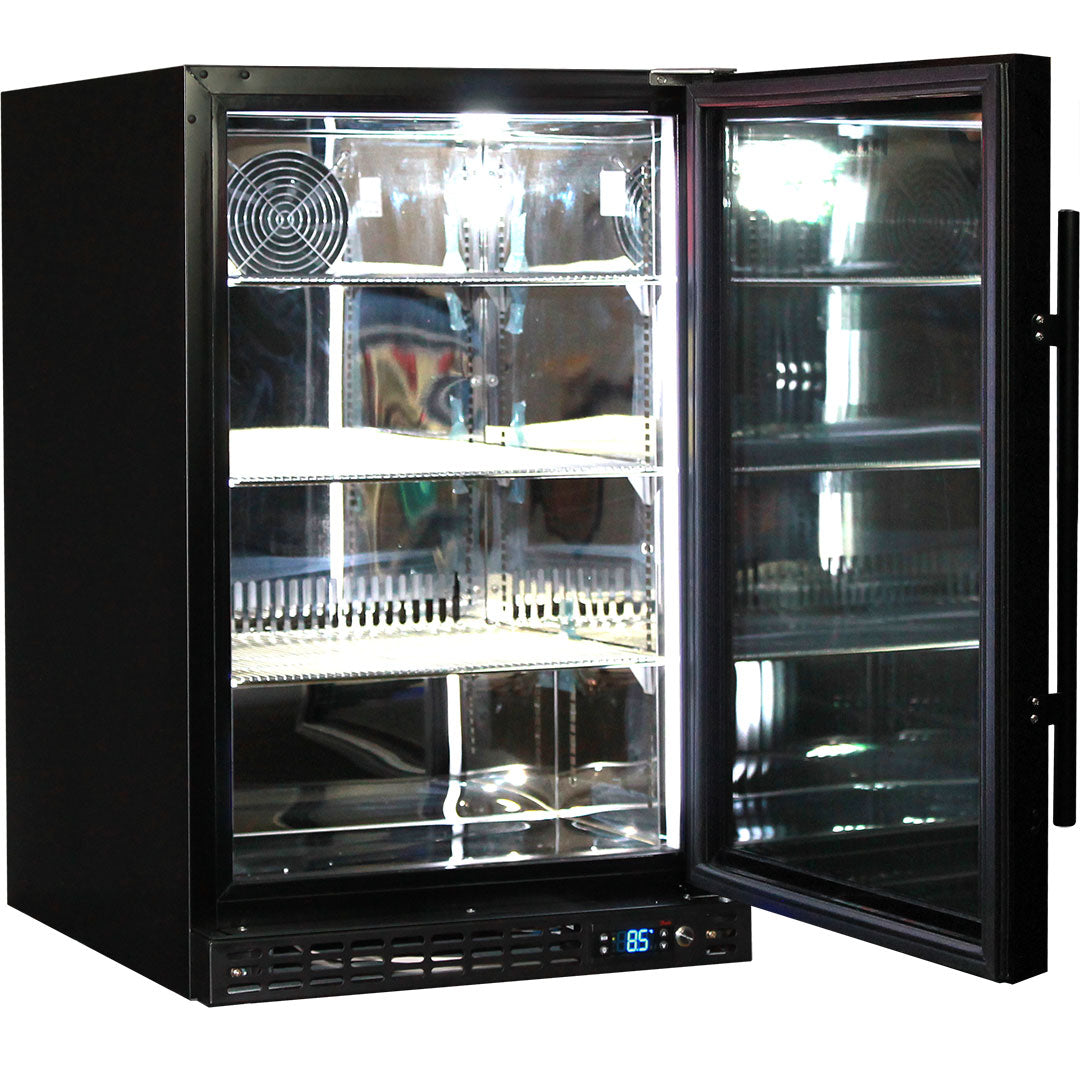 Schmick 121L Quiet Running Front Venting Under Bench Heated Glass Door Bar Fridge – SK116R-B-HD