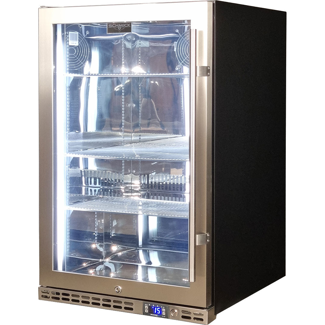 Schmick 164L Stainless Steel Heated Glass Door Bar Fridge – Left Hinge - SK146L-HD