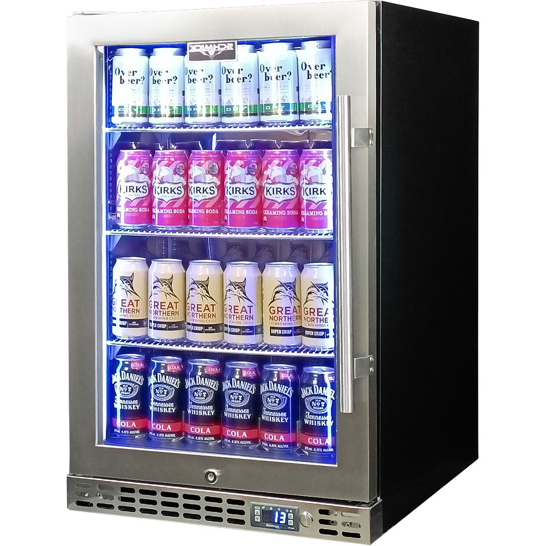 Schmick - SK116L-HD – Quiet Running Front Venting Under Bench Heated Glass Door Bar Fridge – 121 Litres