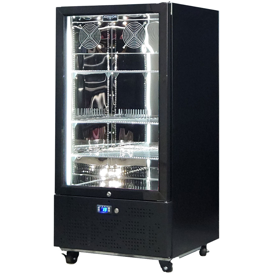 220 Litre - Short Upright Heated Glass Bar Fridge – Add Your Logo - Schmick SK220R-B-HD