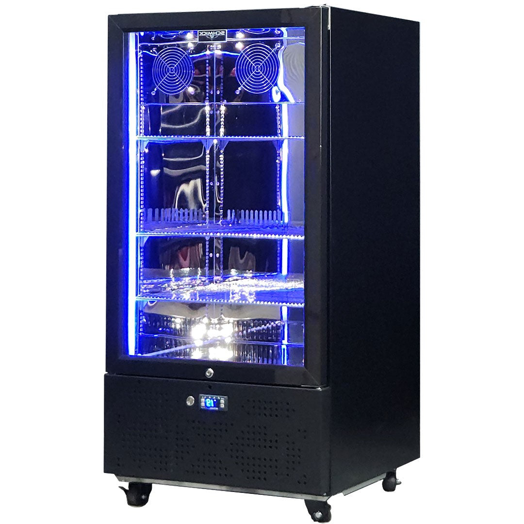 220 Litre - Short Upright Heated Glass Bar Fridge – Add Your Logo - Schmick SK220R-B-HD