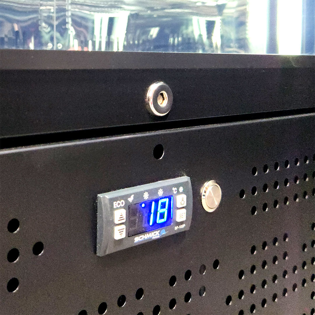 220 Litre - Short Upright Heated Glass Bar Fridge – Add Your Logo - Schmick SK220R-B-HD