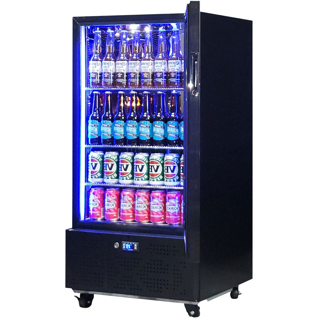 220 Litre - Short Upright Heated Glass Bar Fridge – Add Your Logo - Schmick SK220R-B-HD