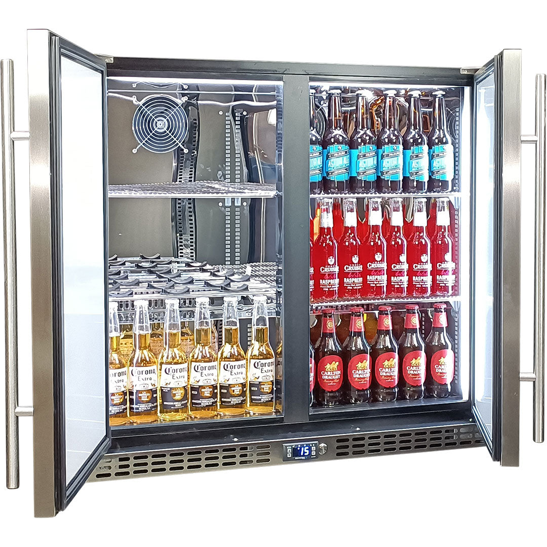 Schmick - SK246-SD – Twin Door Solid Stainless Steel Bar Fridge – 257 Litres