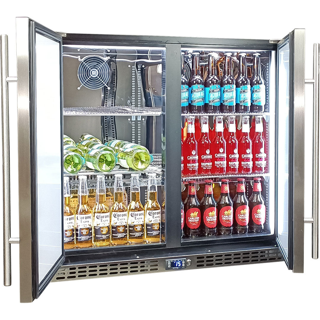 Schmick - SK246-SD – Twin Door Solid Stainless Steel Bar Fridge – 257 Litres