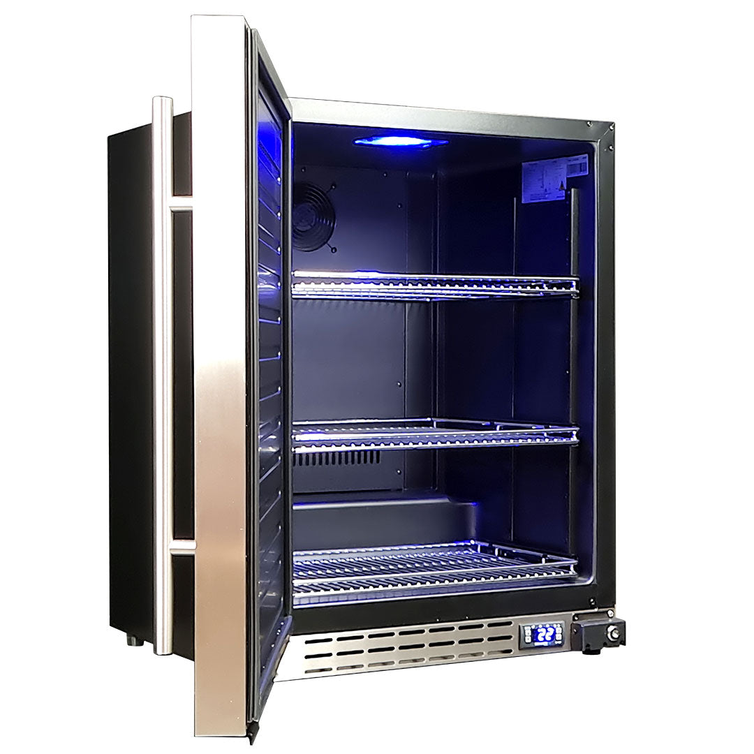 chmick JC132B-SD – Under Bench Solid Door Bar Fridge – Lockable & Reversible Door – 132 Litres