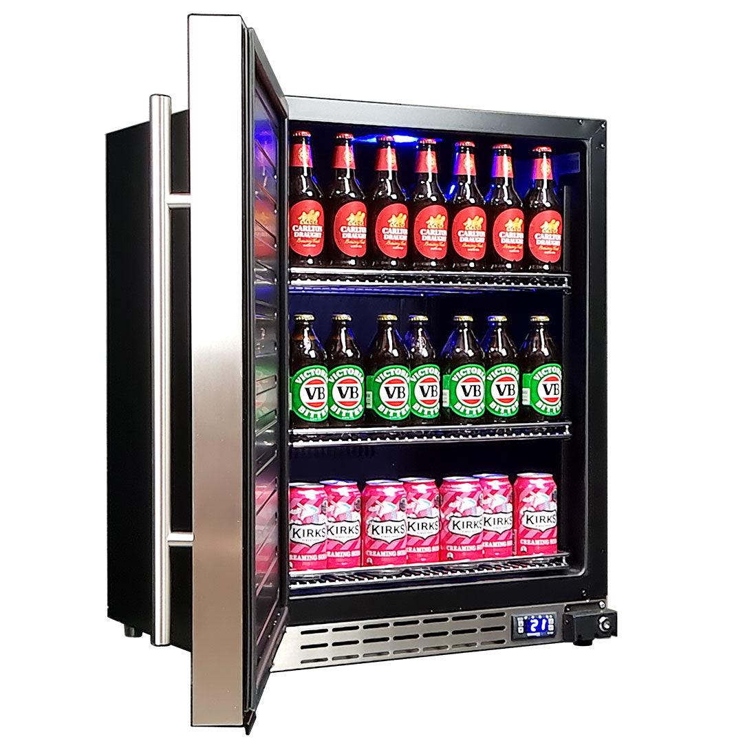 chmick JC132B-SD – Under Bench Solid Door Bar Fridge – Lockable & Reversible Door – 132 Litres