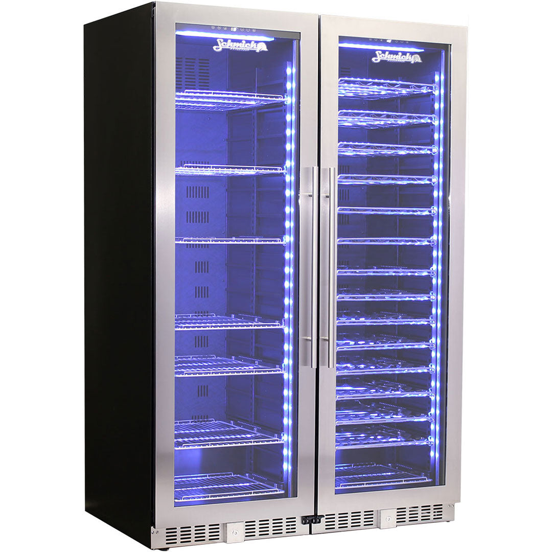 Schmick BD425-Combo - Matching Upright Glass Door Beer And Wine Refrigerator Combination