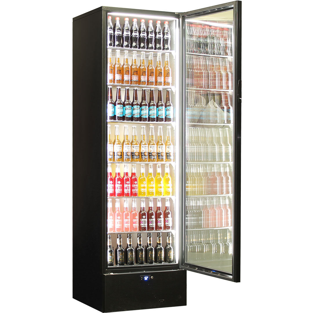 Schmick - SK422R-B-HD – Classy Upright Heated Glass Bar Fridge – 398 Litres