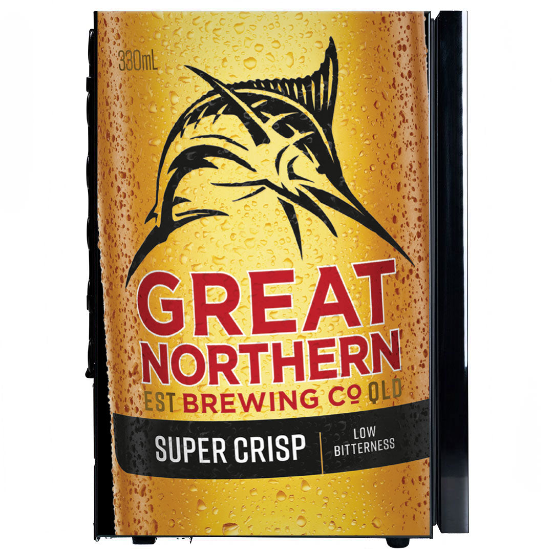Great Northern Super Crisp Branded Glass Door Bar Fridge With Cool Frosted Door Logo - SC70-B-GNBC-CRISP