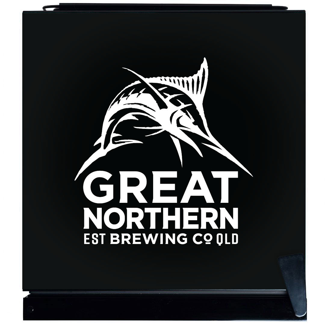 Great Northern Super Crisp Branded Glass Door Bar Fridge With Cool Frosted Door Logo - Model SC70-B-GNBC-CRISP