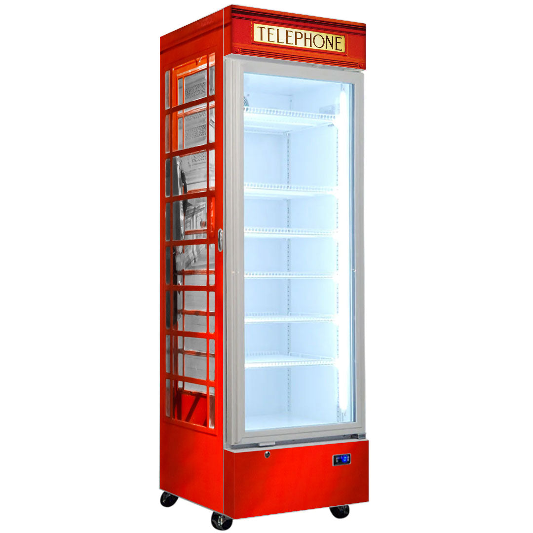 Telephone Box Upright Glass Door Bar Fridge - Quiet – 370 Litre - SC372W-TB