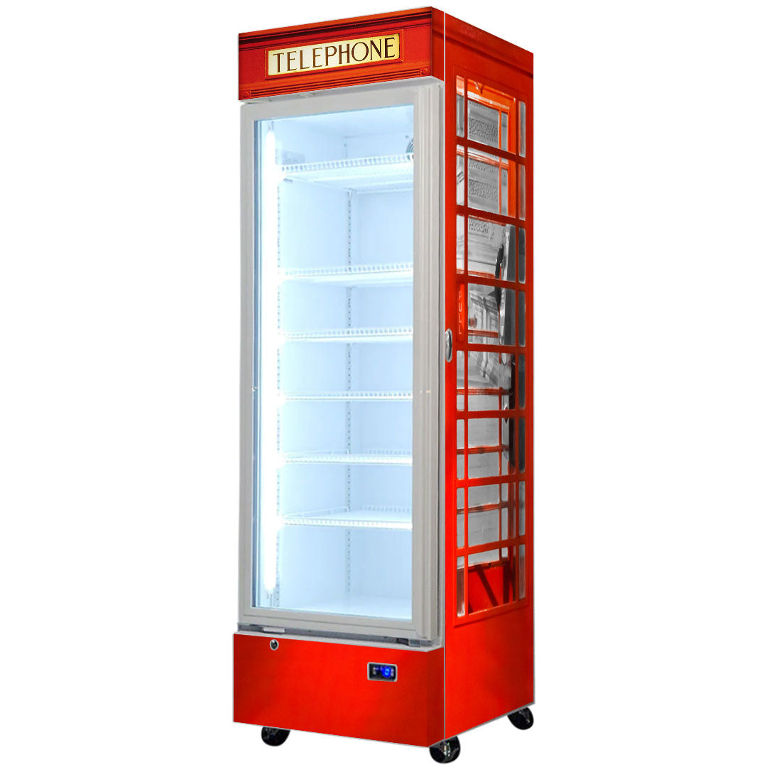 Telephone Box Upright Glass Door Bar Fridge - Quiet – 370 Litre - SC372W-TB