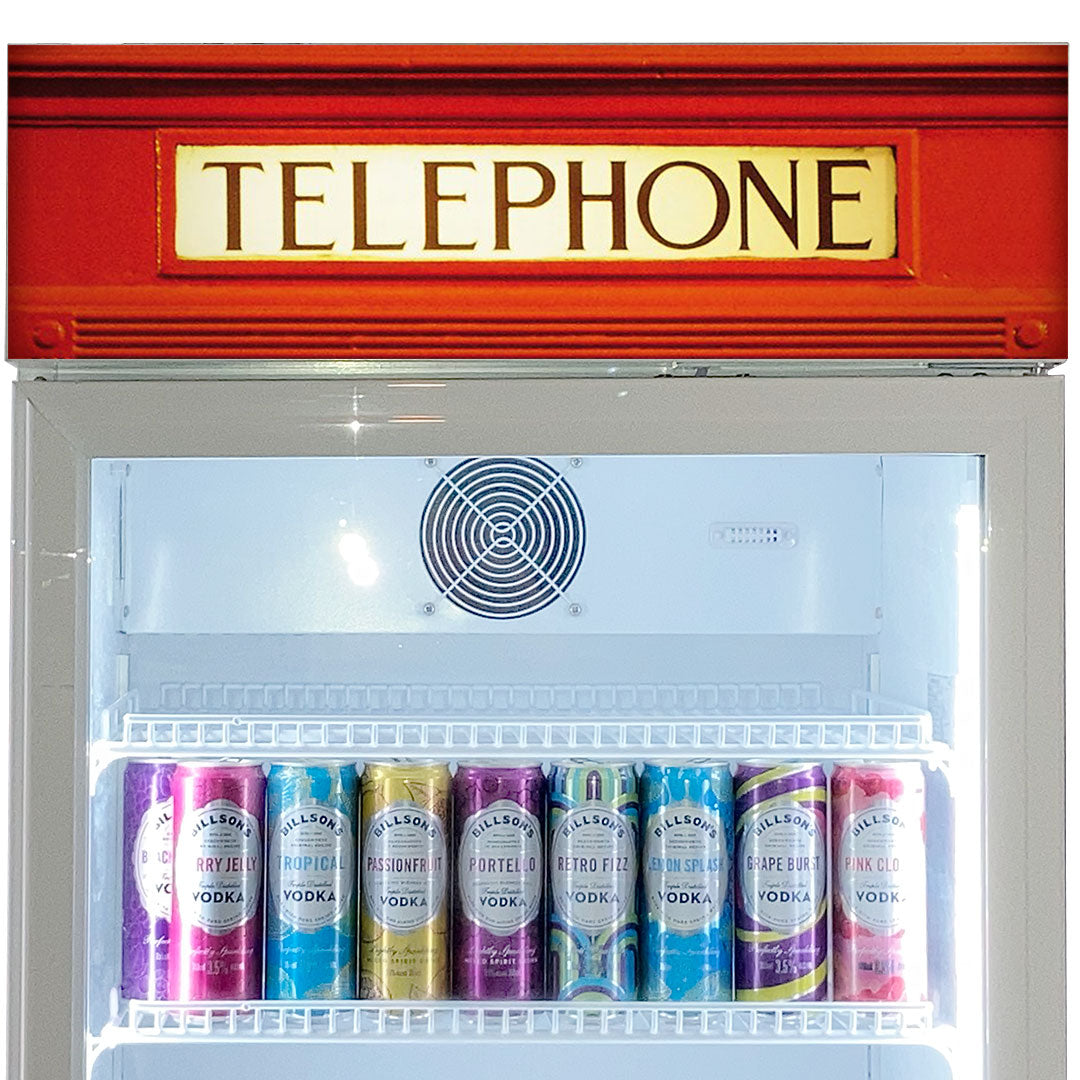 Telephone Box Upright Glass Door Bar Fridge - Quiet – 370 Litre - SC372W-TB