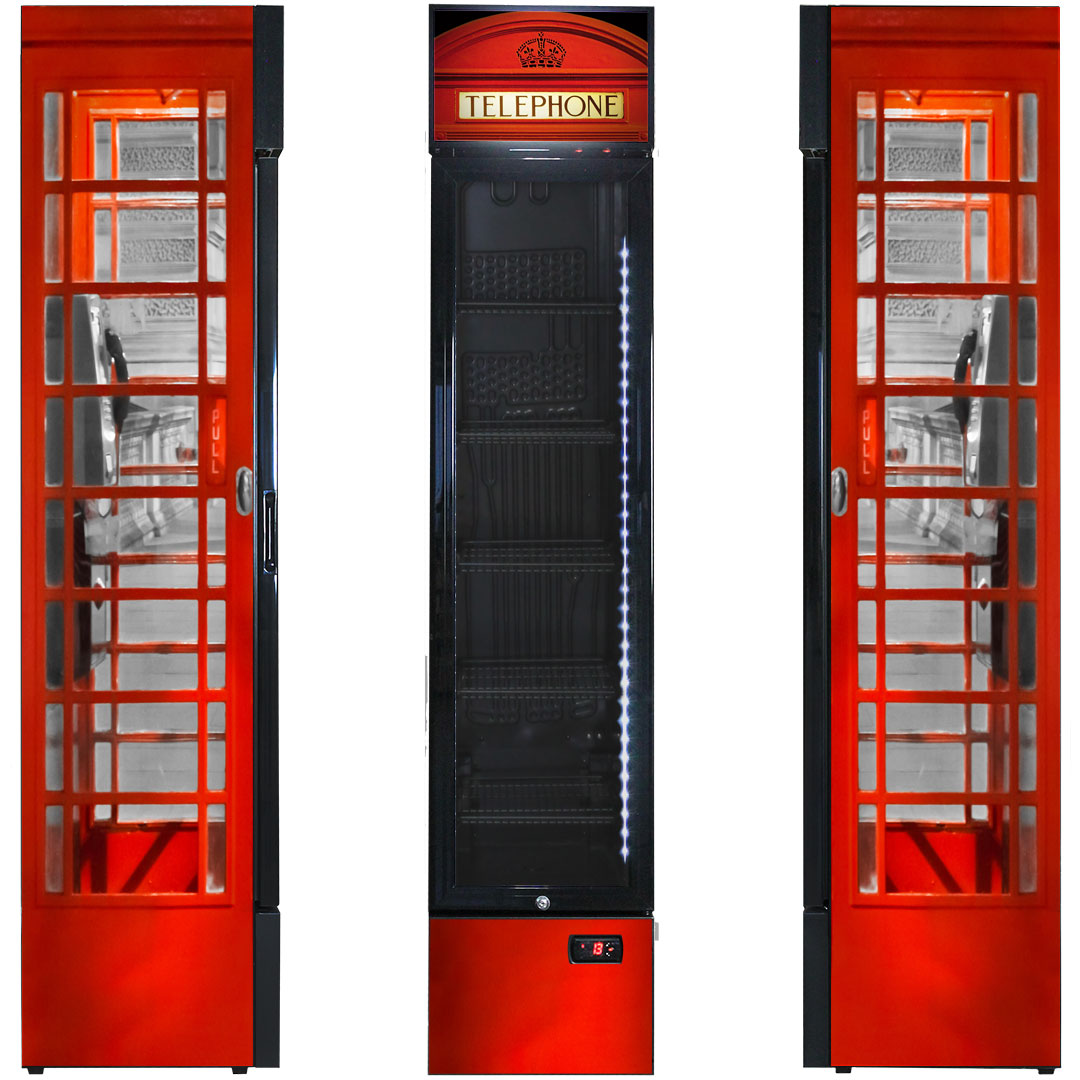 Telephone Box Skinny Upright Bar Fridge - SS-P160FA-TB