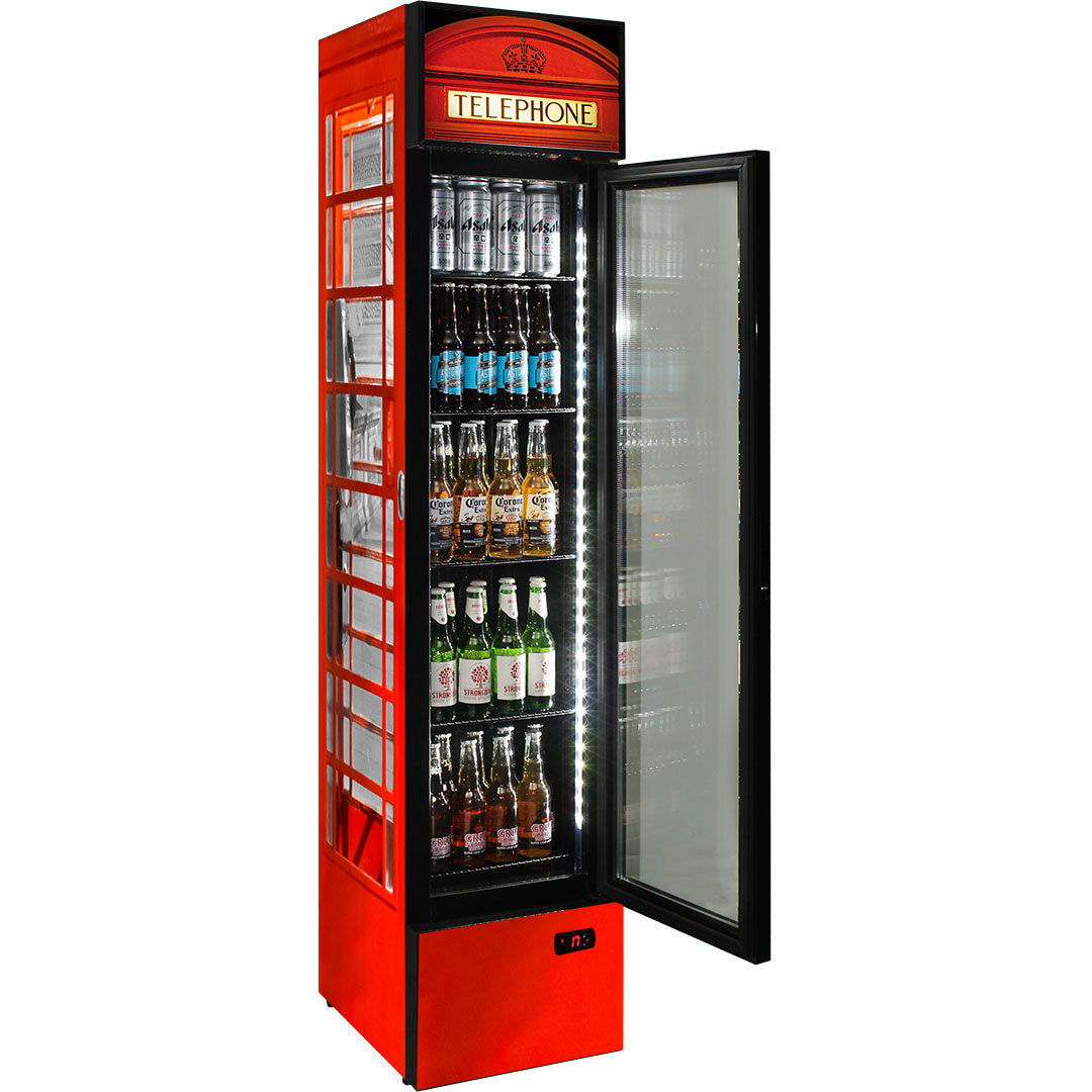Telephone Box Skinny Upright Bar Fridge - SS-P160FA-TB