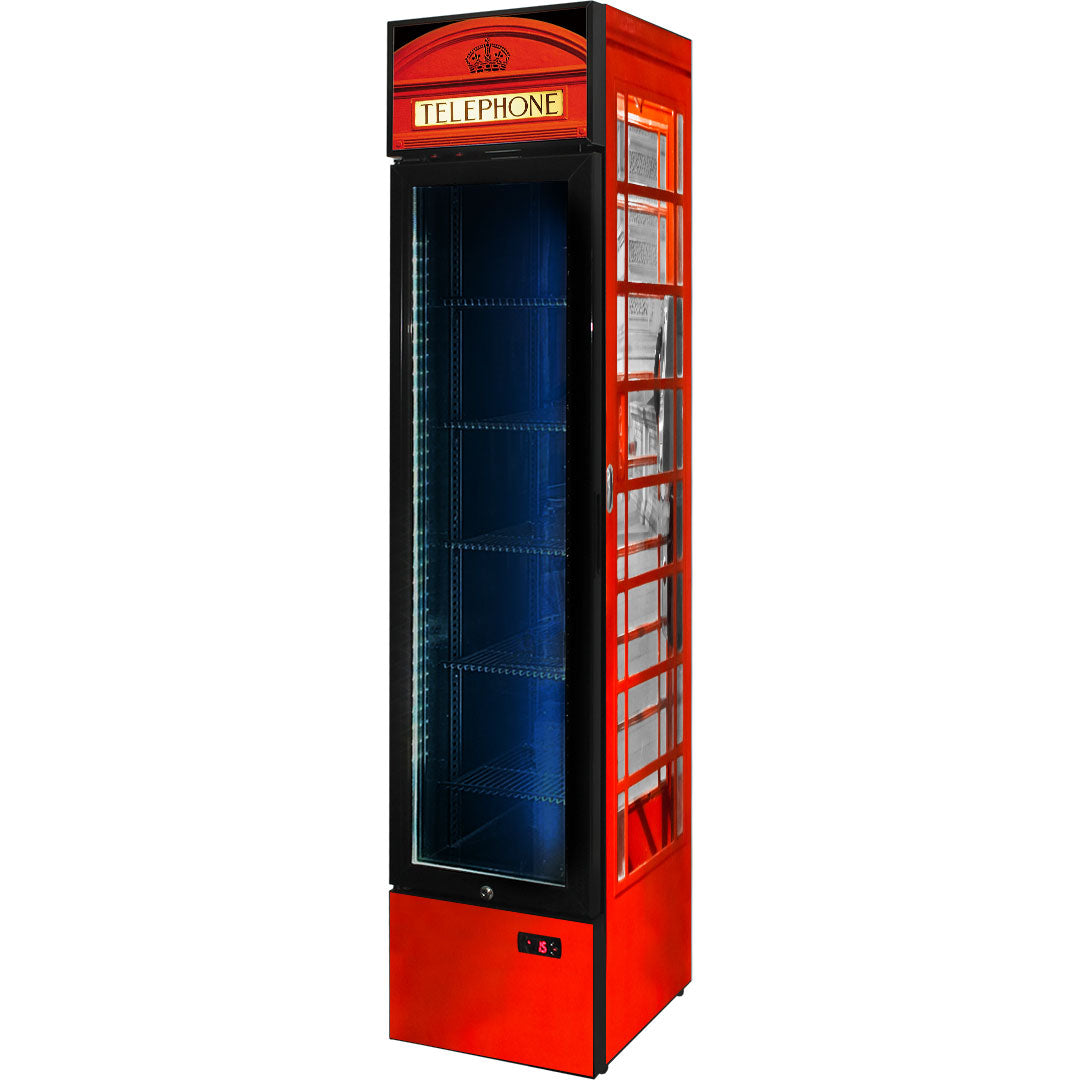 Telephone Box Skinny Upright Bar Fridge - SS-P160FA-TB