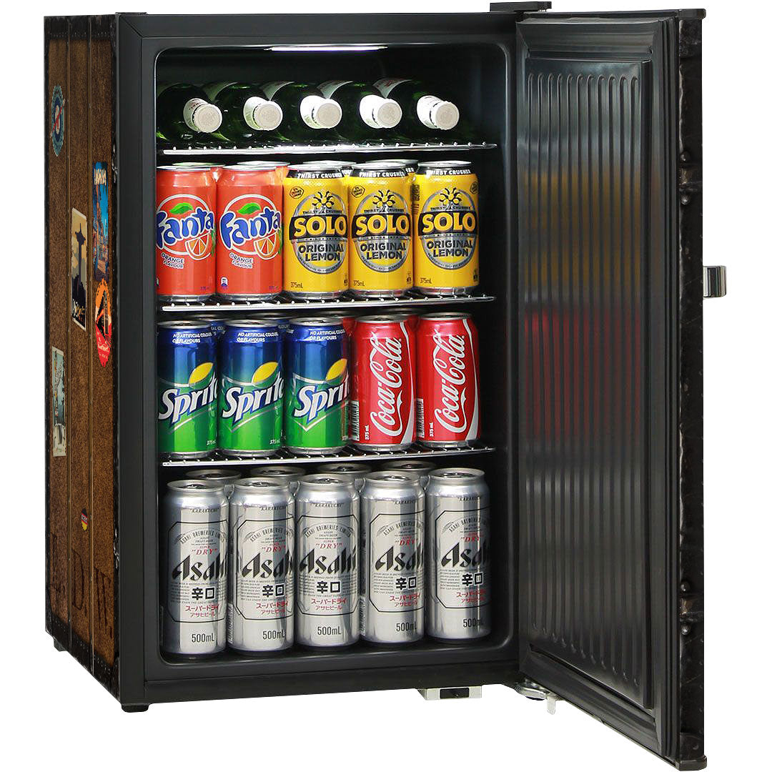Funky Travel Case Design Retro Mini Bar Fridge 70 Litre Schmick Brand With Opener - HUS-BC70B-TRAVEL