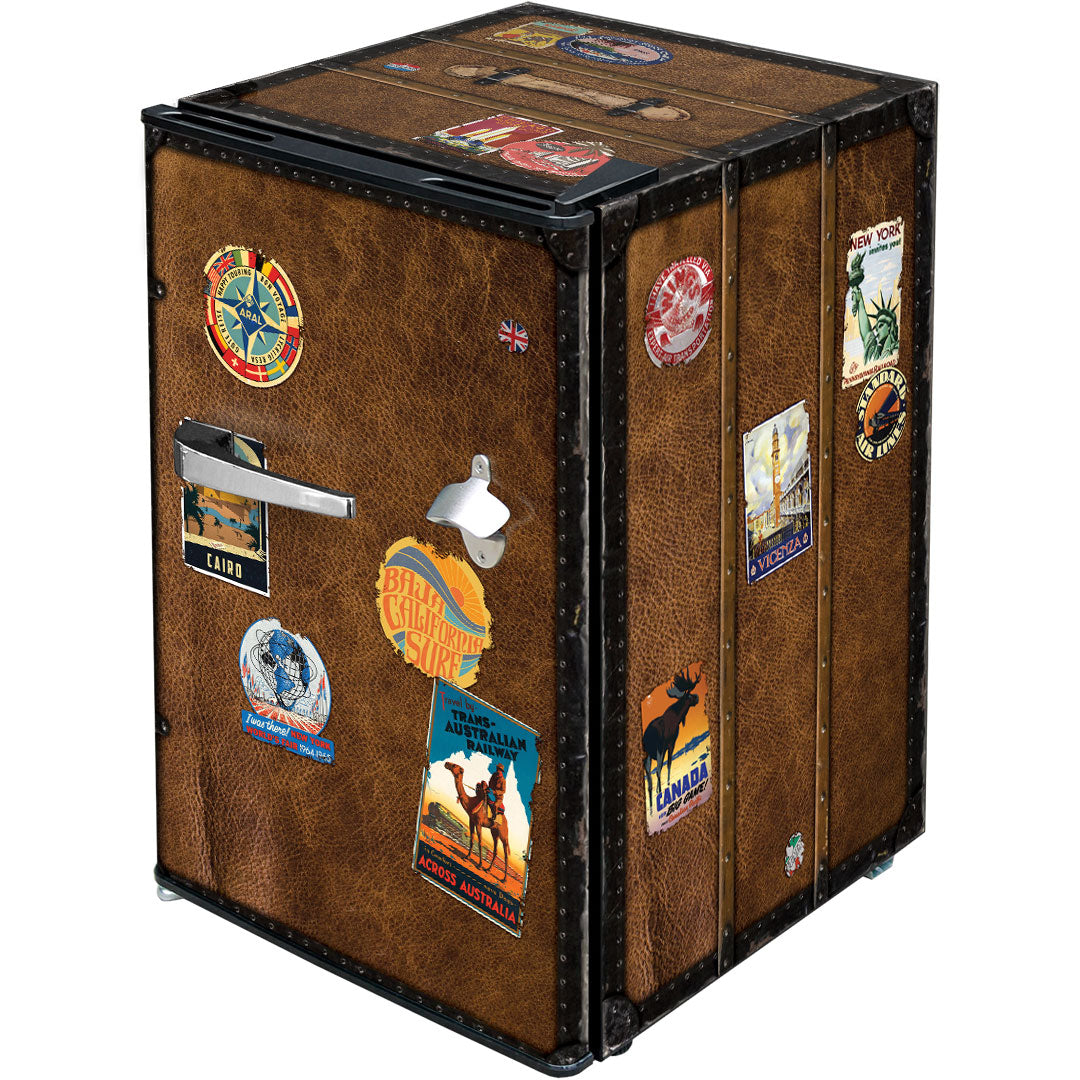 Funky Travel Case Design Retro Mini Bar Fridge 70 Litre Schmick Brand With Opener - HUS-BC70B-TRAVEL