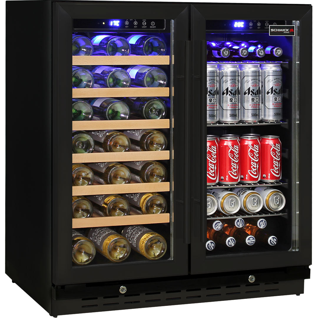 Dual Zone Beer & Wine Bar Fridge - Black - 165 Litres - Schmick JC165B