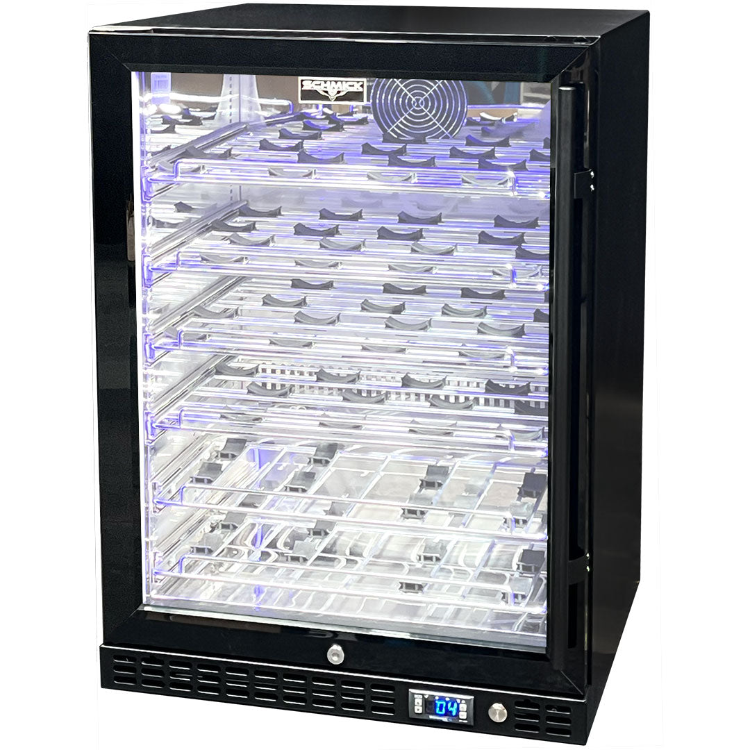 Schmick Quiet Slide Out Front Venting Under Bench Heated Door Wine Fridge - Model SK156-B-HD-MW