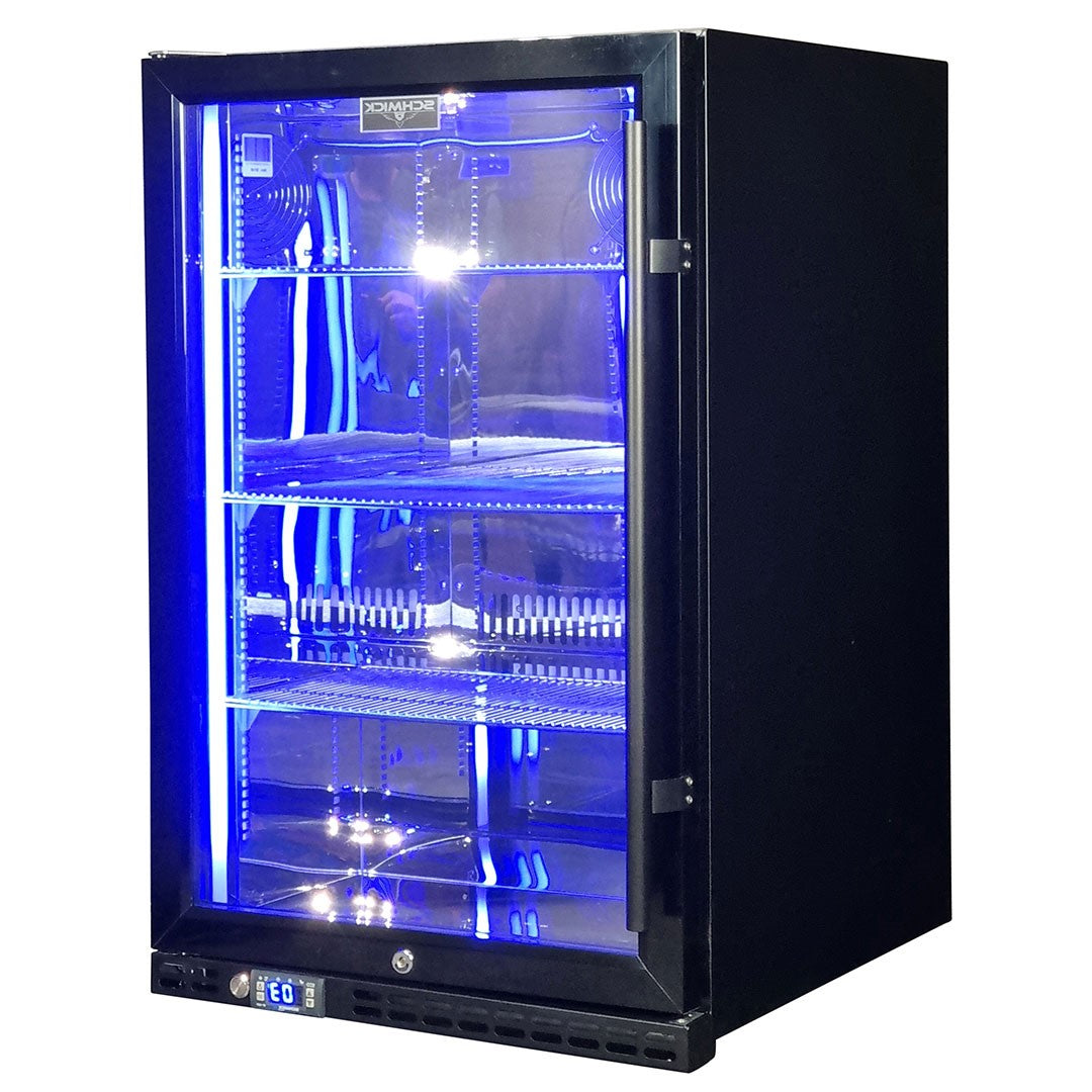 Schmick SK146L-B-HD bar fridge - glass door detail