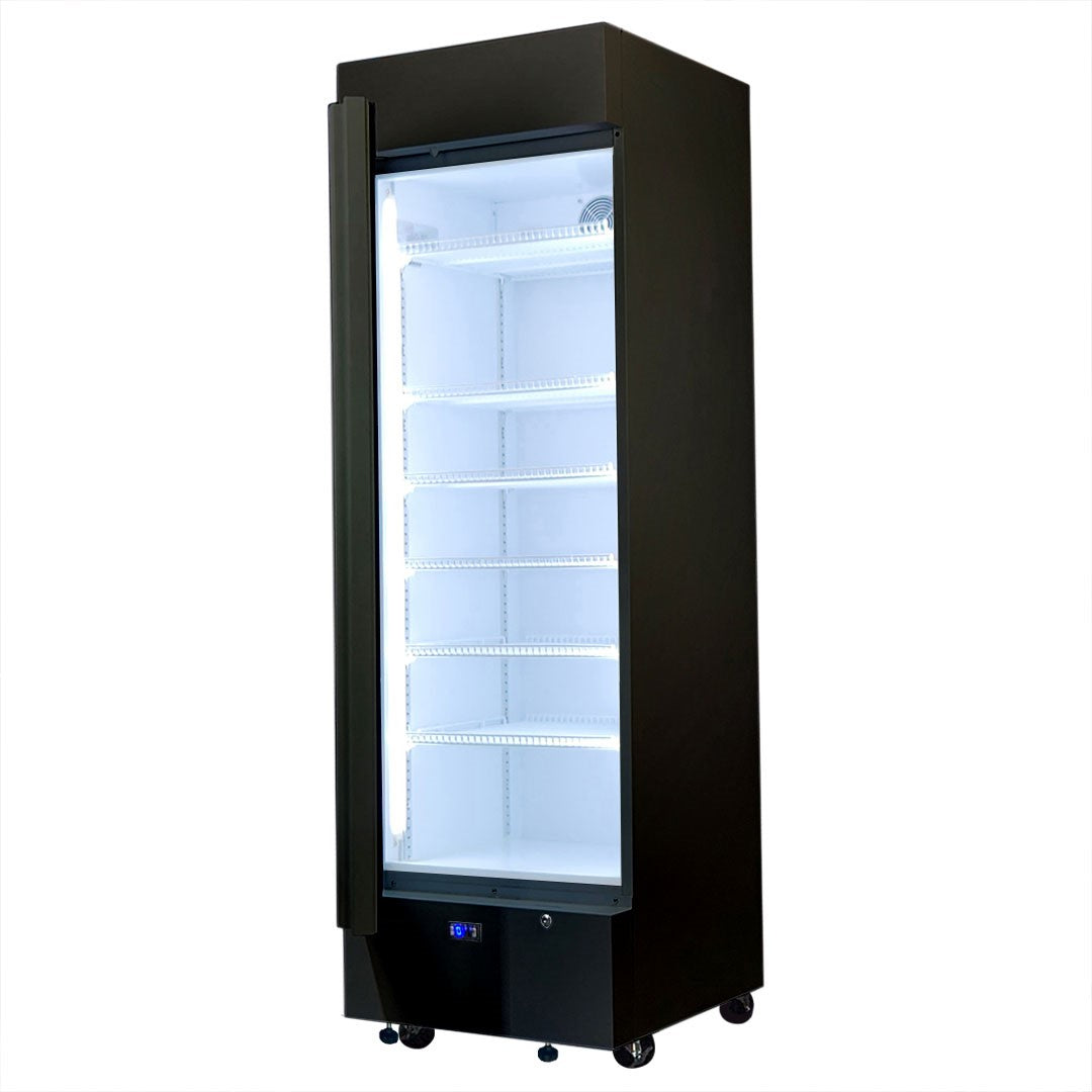 Great Northern Upright Quiet Running Black Glass Door Bar Fridge - Model SC372LB-GNBC-GOLD