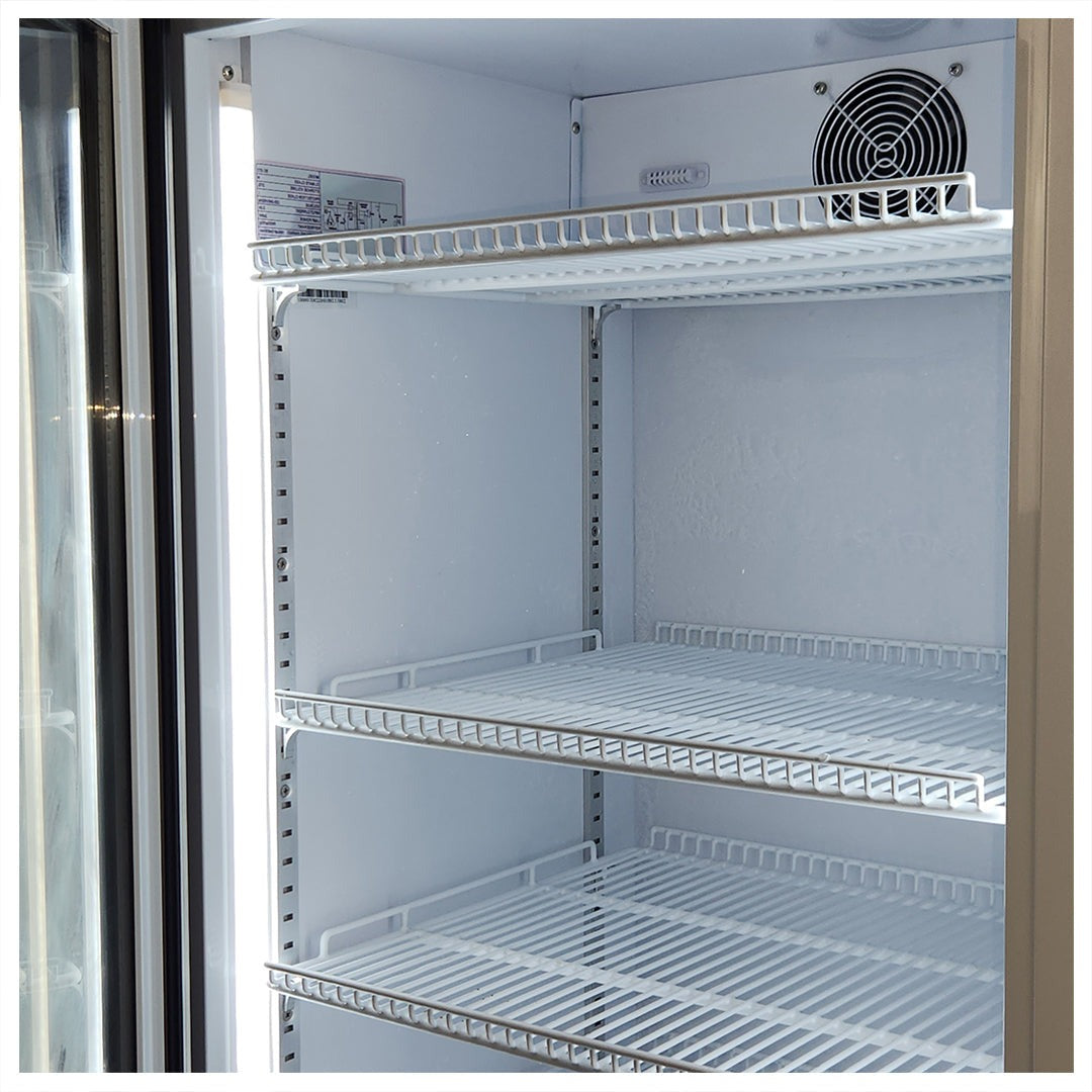 370 Litre White Upright Glass Door Bar Fridge - Quiet - HUS-SC372LW