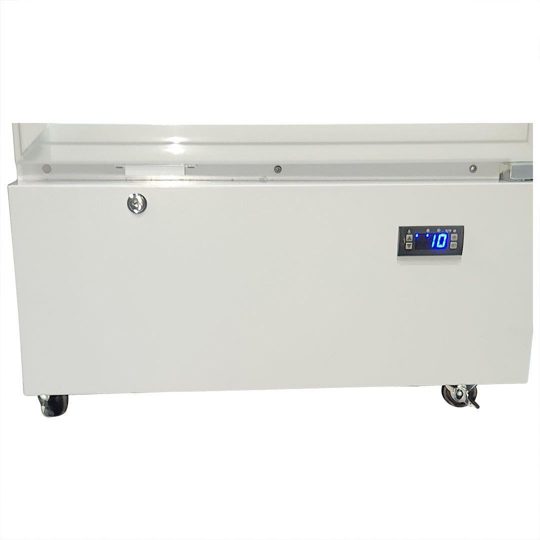 370 Litre White Upright Glass Door Bar Fridge - Quiet Running - HUS-SC372W