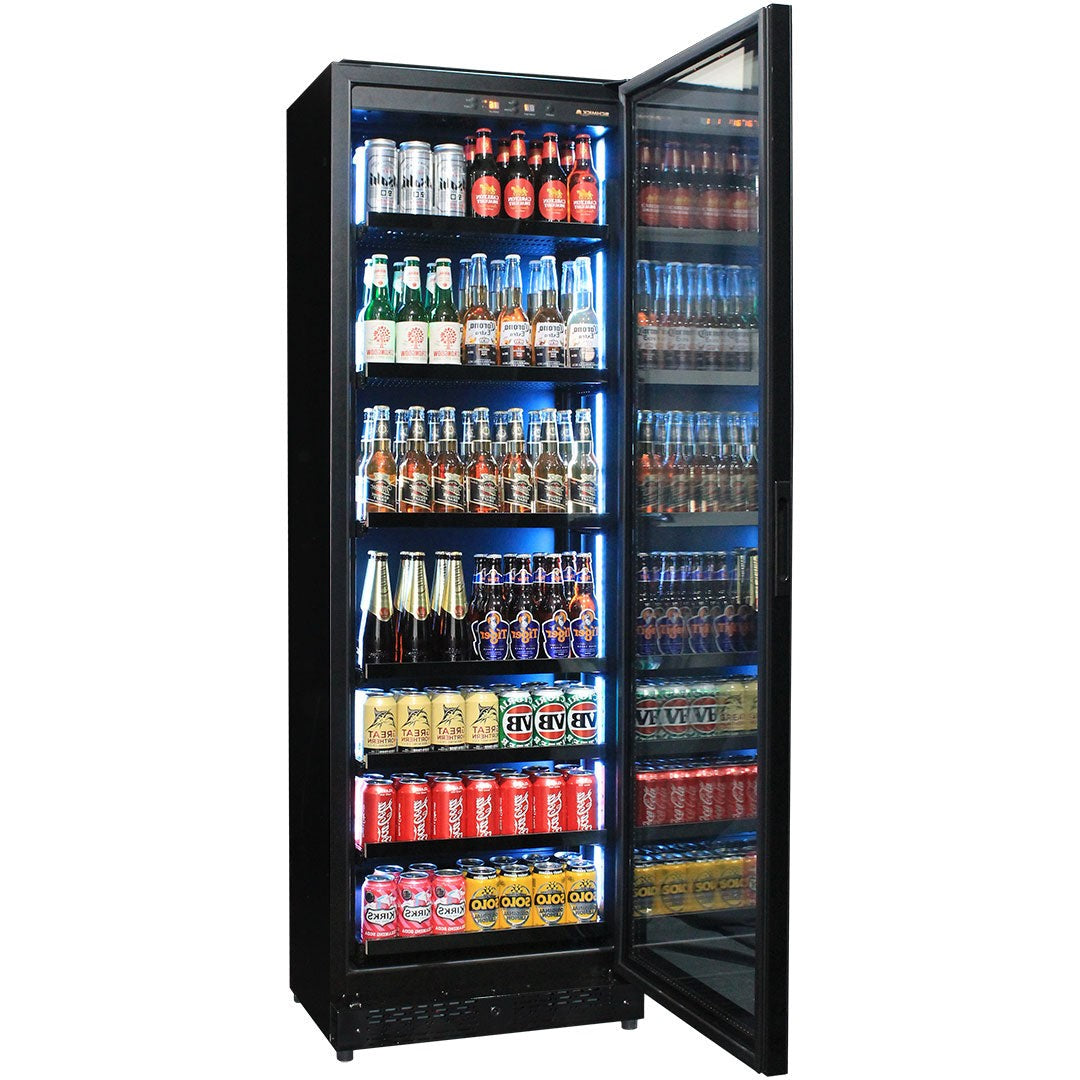 Schmick SK168RB - Upright Super Slim Depth Quiet Running Glass Front Beer Fridge With 5 x LED Colour Options