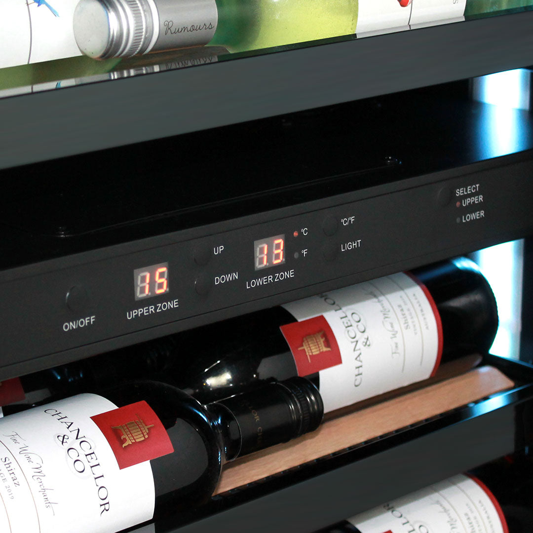 Upright Wine Fridge | Dual Zone | Ultra Slim Depth | Triple-Glazed Glass | LED Lighting | Schmick SK168D