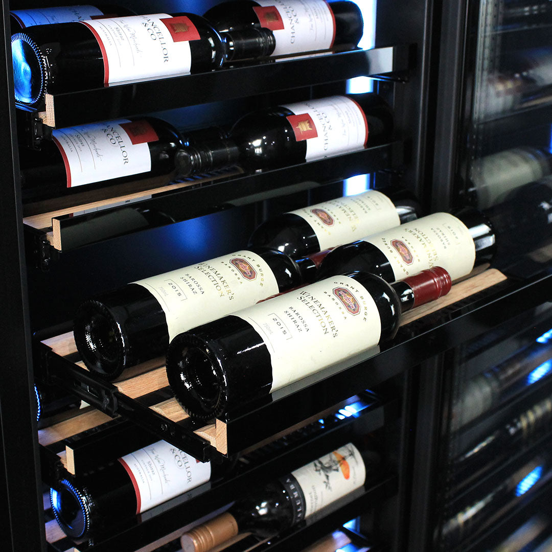 Upright 2 Door Bar Fridge | Triple Zone | Beer + Wine | Slim Depth | Triple-Glazed Glass | Schmick SK168-Combo3