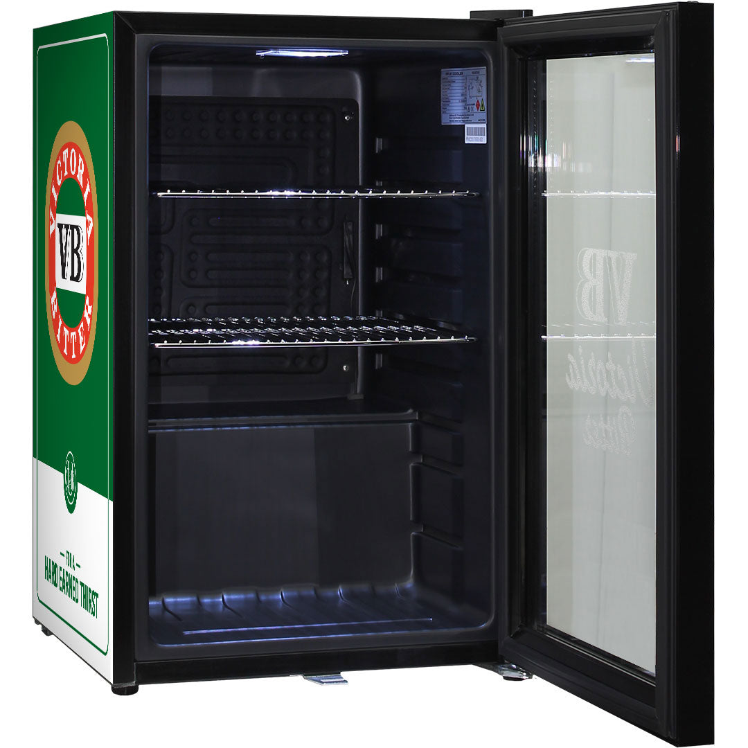 Victoria Bitter - SC70-B-VB-V2 – Original Branded Glass Door Bar Fridge with Frosted Logo – 70 Litres