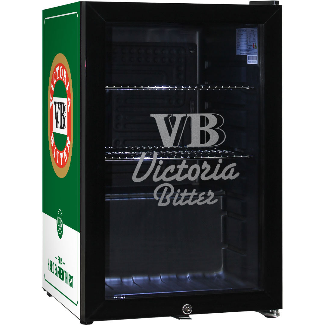 Victoria Bitter - SC70-B-VB-V2 – Original Branded Glass Door Bar Fridge with Frosted Logo – 70 Litres