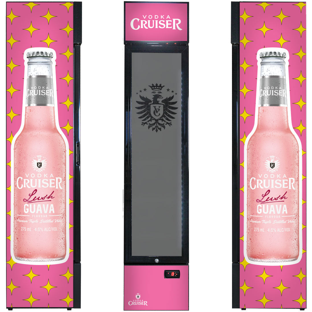 Vodka Cruiser – SS-P160-VC – Skinny Upright Glass Door Bar Fridge 160L