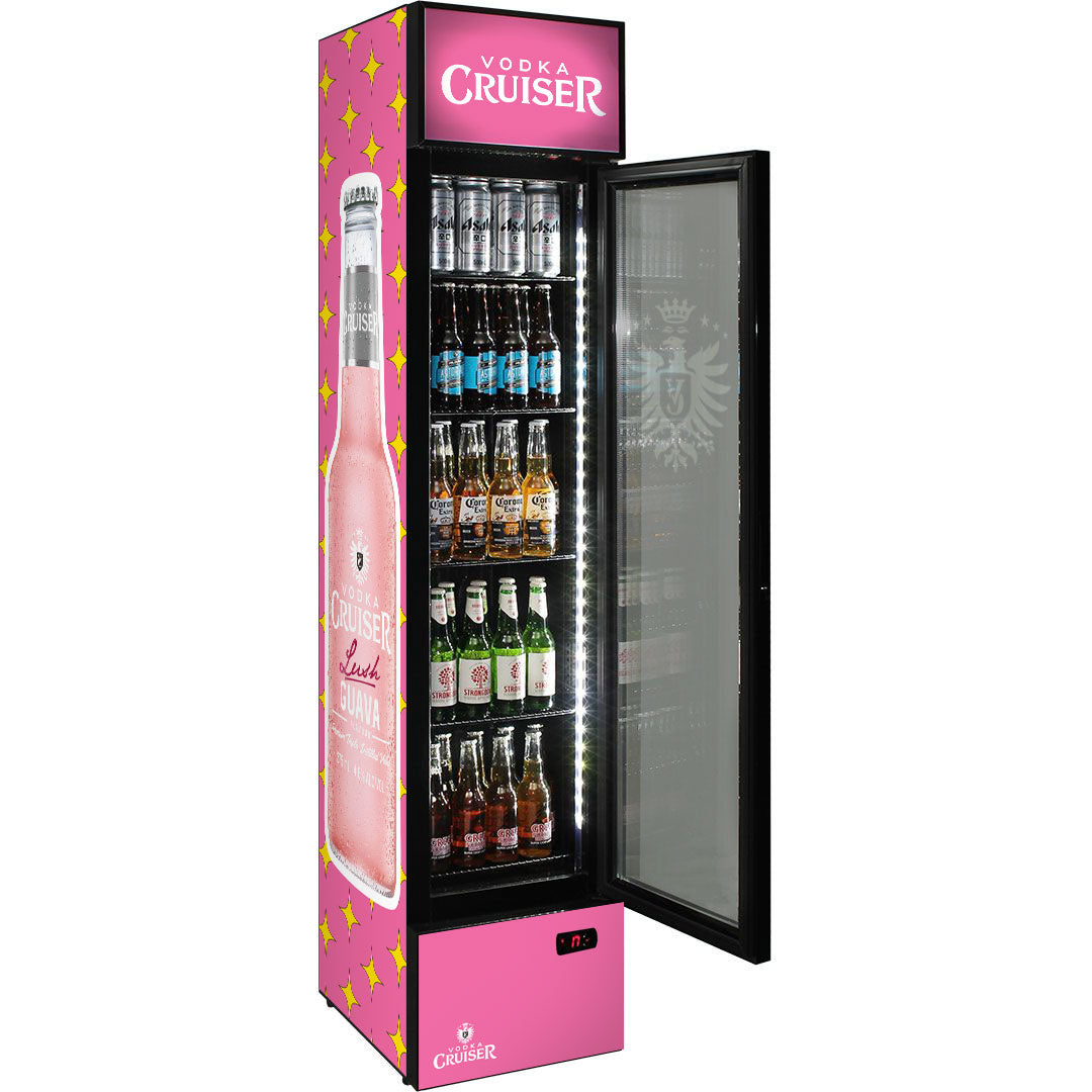 Vodka Cruiser – SS-P160-VC – Skinny Upright Glass Door Bar Fridge 160L