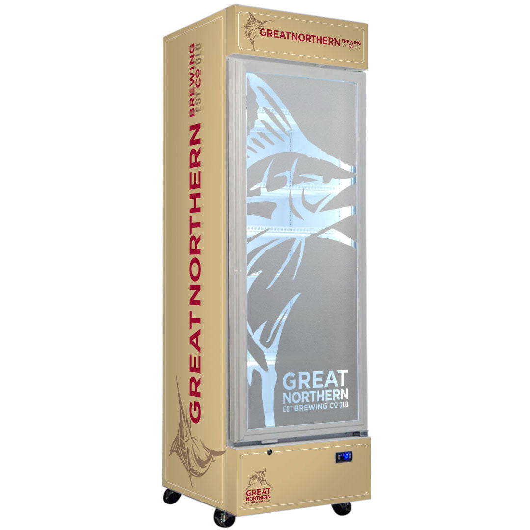 Great Northern Gold Bar Fridge - Upright Glass Door – 370 Litre - SC372W-GNBC-GOLD