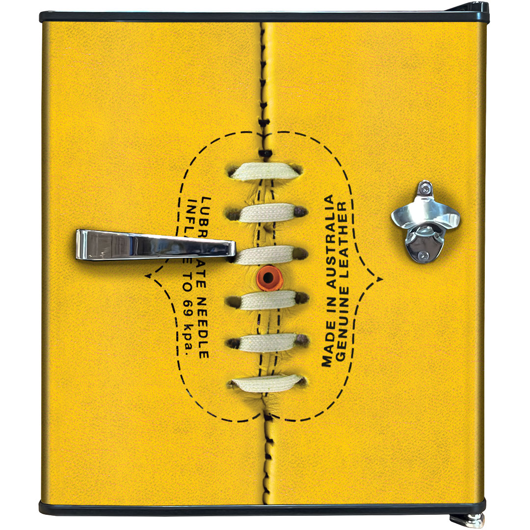 Retro Footy Design Vintage Mini Bar Fridge With Opener - Add Your Own Name - Model HUS-BC46B-FOOTY