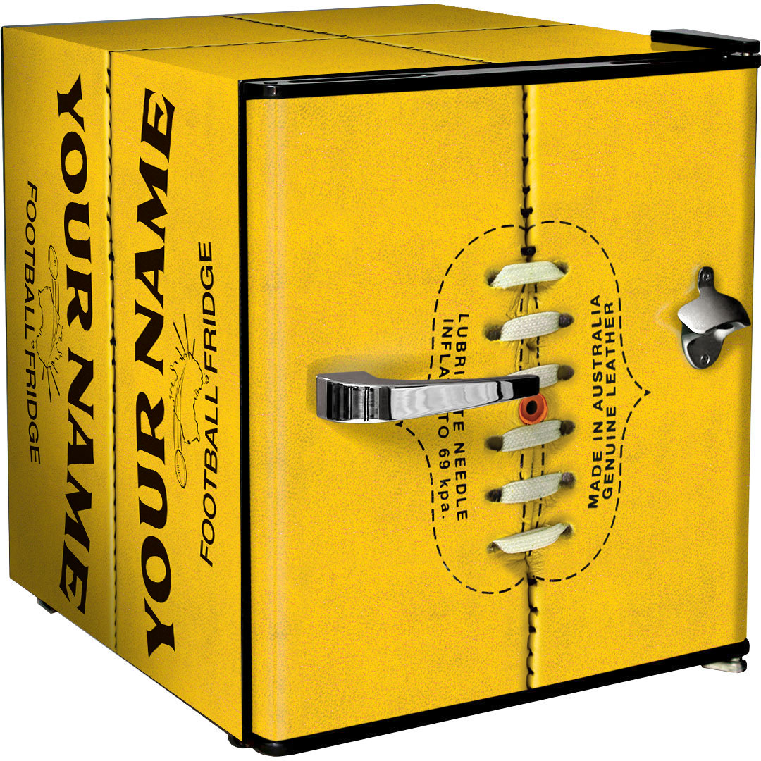 Retro Footy Design Vintage Mini Bar Fridge With Opener - Add Your Own Name - Model HUS-BC46B-FOOTY