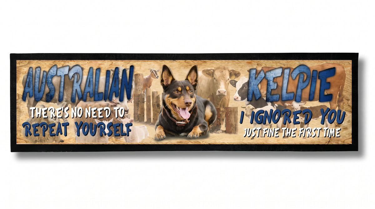 Australian Kelpies Premium Rubber-Backed Bar Mat Runner