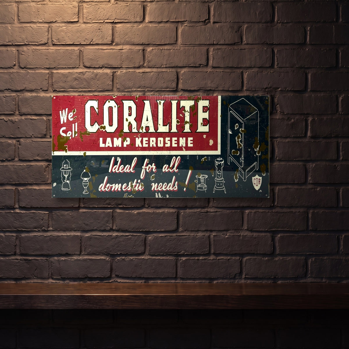 CORALITE KEROSENE 810 X 380 MM METAL SIGN