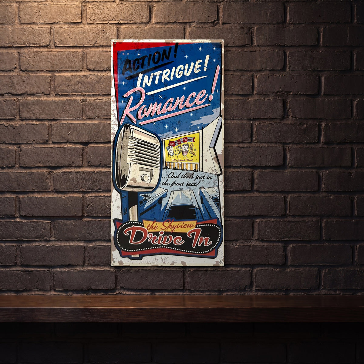 DRIVE IN THEATRE 810 X 380 MM METAL SIGN