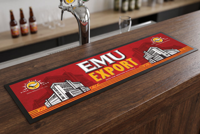 Emu Export Premium Rubber-Backed Bar Mat Runner on a bar top