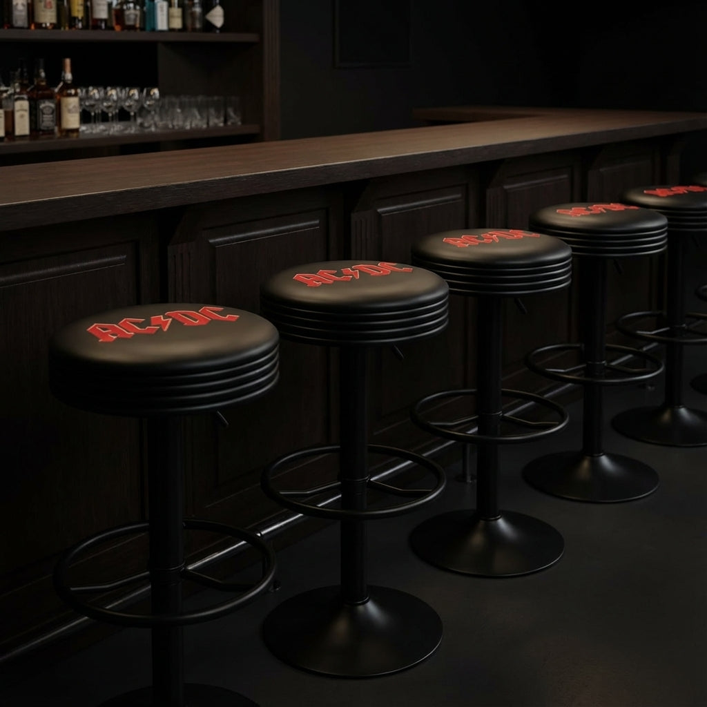 AC/DC Black Matt Gas-Lift Adjustable Bar Stool